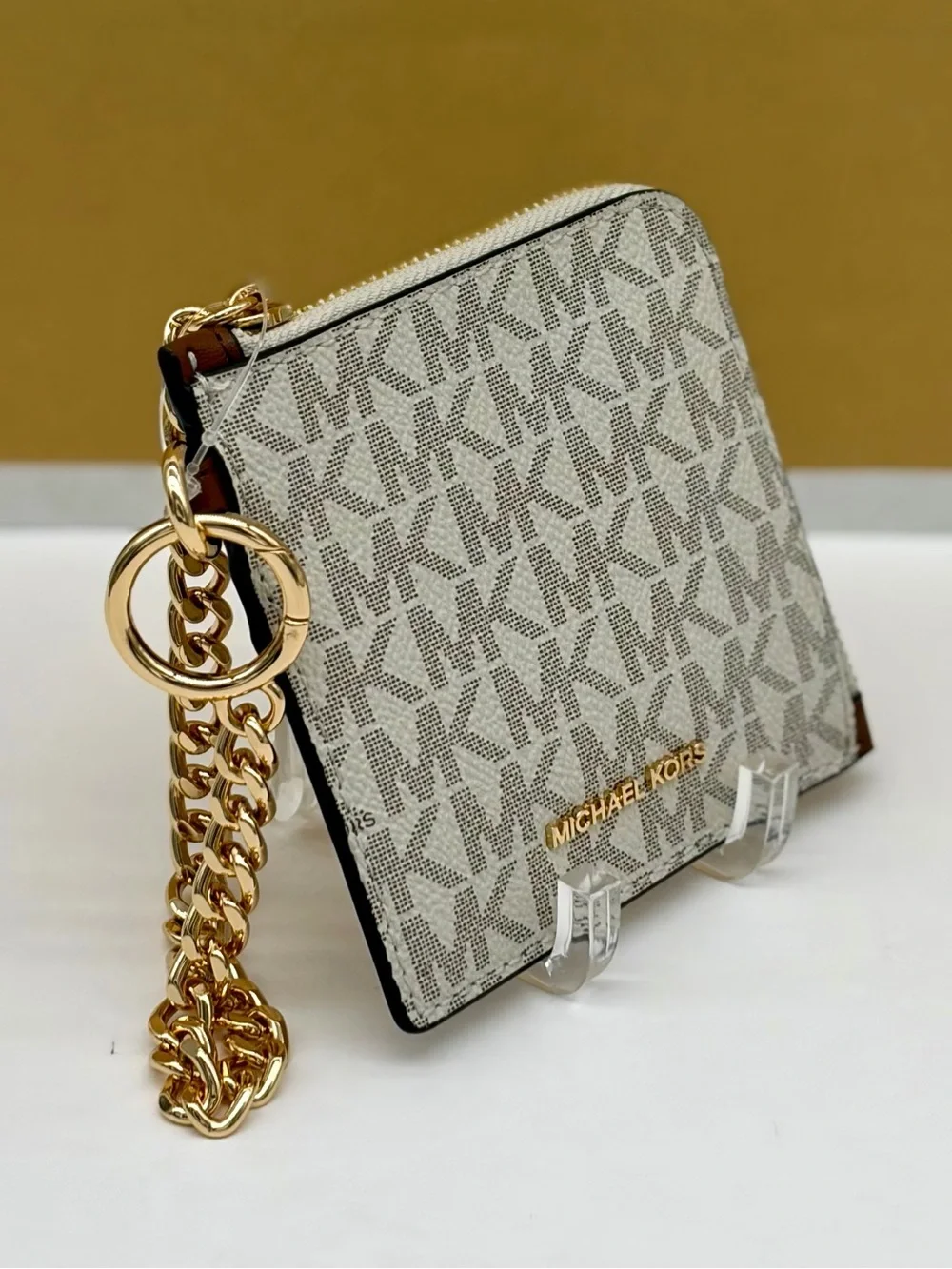 Michael Kors Jet Set Travel Signature Logo Chain Wallet Card Holder